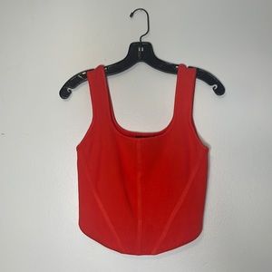 House of Harlo 1960 Cropped Orange Knit Tank Top